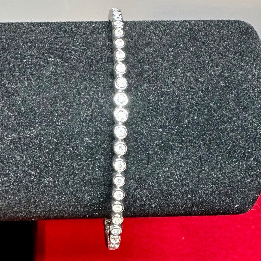 Petite Tennis Bracelet Rhinestone Silver Tone Line Bracelet 5.75"